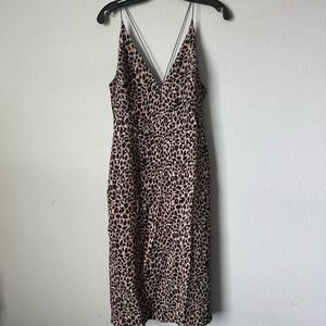 Top Shop Leopard Midi Slip Dress Sz 8